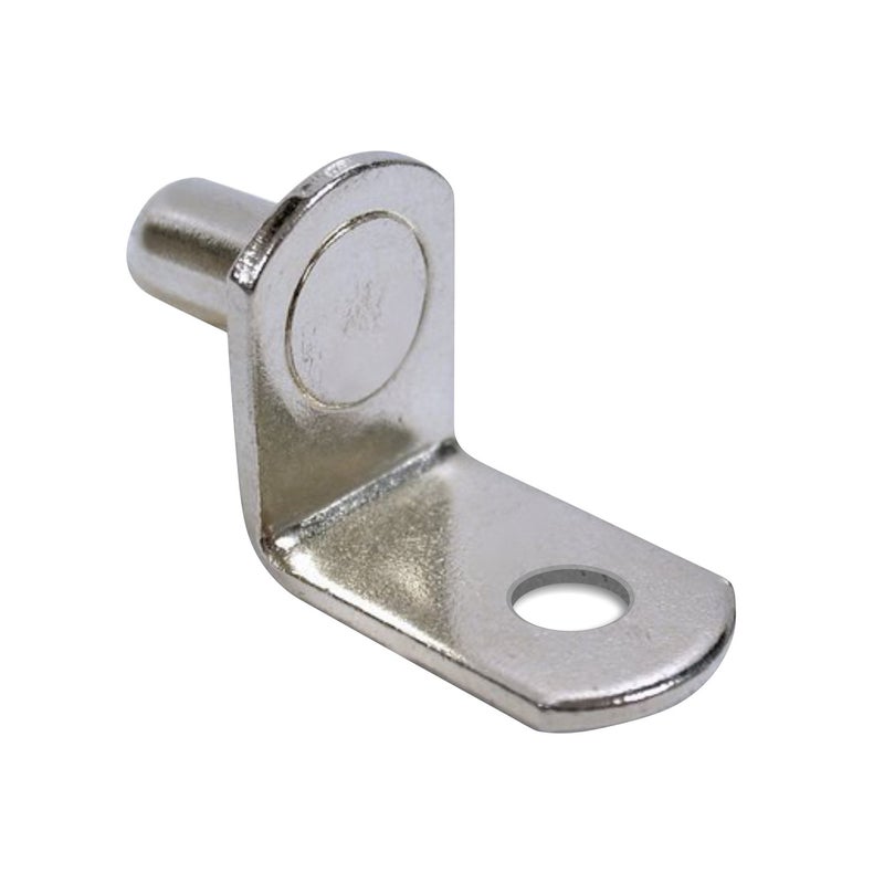 Rok Hardware 5mm L-Shaped Support Furniture Cabinet Closet Shelf Bracket Pegs with Hole, Nickel, 25 Pack